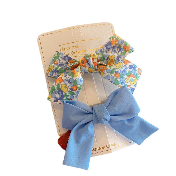 Handmade Cloth Bow Duckbill Hair Clips Cute Floral Polka Dot Princess Headwear For Girls And Babies
