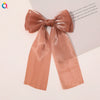 Handmade Cloth Bow Hair Clip With Long Ribbon Detail Duckbill Side Clip Hair Accessory For Women