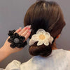 Handmade Cloth Rhinestone Fivepetal Flower Hair Ring And Large Intestine Ring