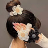 Handmade Cloth Rhinestone Fivepetal Flower Hair Ring And Large Intestine Ring