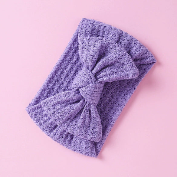 Handmade Cloth Wide Bow Hair Band Solid Color Knitted Headband Baby And Children Hair Accessory