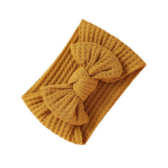 Handmade Cloth Wide Bow Hair Band Solid Color Knitted Headband Baby And Children Hair Accessory