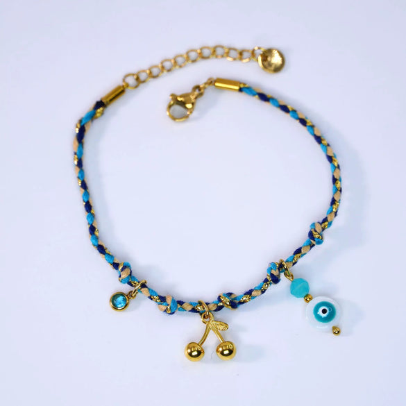 Handmade Colorful Rope Titanium Steel Ins Style Electroplated Natural Stone Necklace