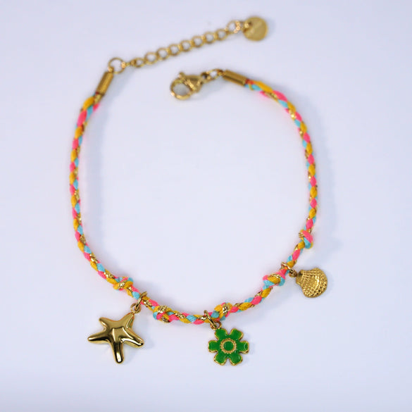 Handmade Colorful Rope Titanium Steel Ins Style Electroplated Natural Stone Necklace