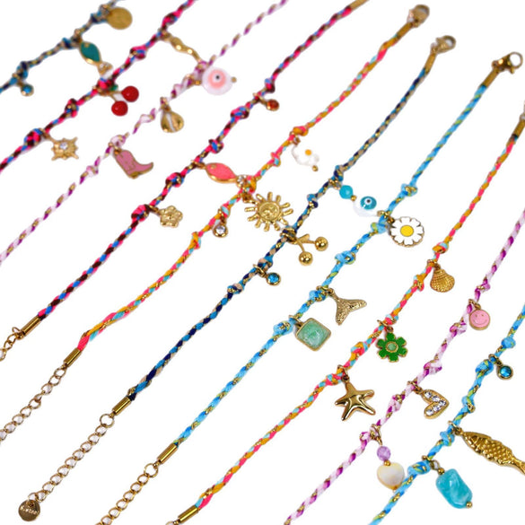 Handmade Colorful Rope Titanium Steel Ins Style Electroplated Natural Stone Necklace