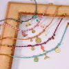 Handmade Colorful Rope Titanium Steel Ins Style Electroplated Natural Stone Necklace