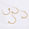 Handmade Copper Earring With Real Gold Plating Semicircular C Shaped And Line Pattern