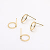 Handmade Copper Earring With Real Gold Plating Semicircular C Shaped And Line Pattern