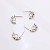 Handmade Copper Earring With Real Gold Plating Semicircular C Shaped And Line Pattern