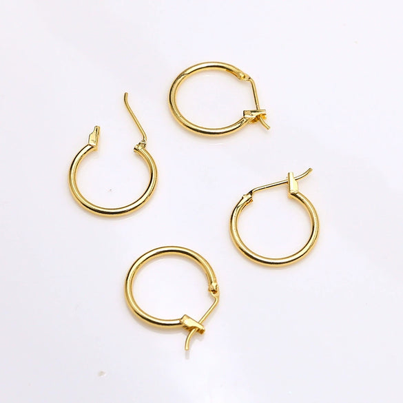 Handmade Copper Earring With Real Gold Plating Semicircular C Shaped And Line Pattern