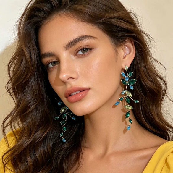 Handmade Copper Leaf Tassel Earrings For Women Sweet Plant Inspired Statement Earrings With Elegant Design