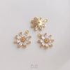 Handmade Copper Pendant With Natural Zircon Daisy Flower Double Hanging Design In Electroplated Gold Color For Diy Jewelry Making