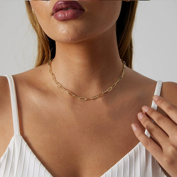 Handmade Copper Plated Real Gold Geometric Style Women's Retro Necklace Jewelry Wholesale