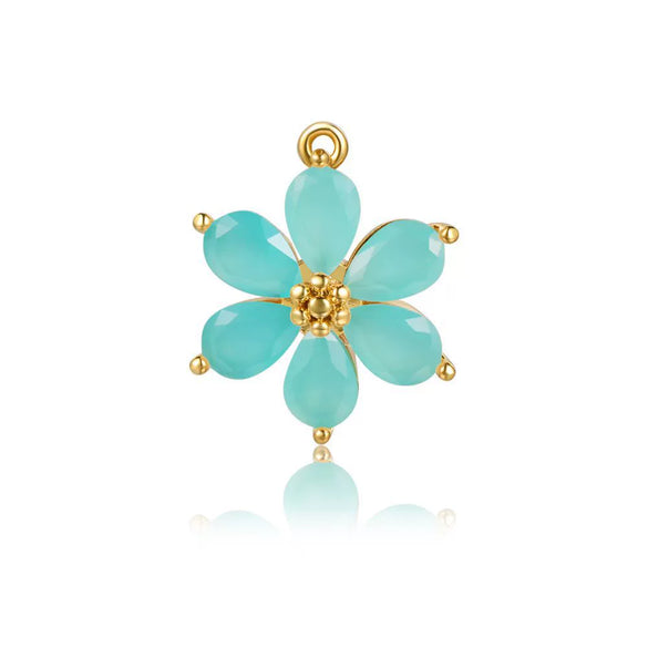 Handmade Copper Women's Flower Earrings With Real Gold Plating And Zirconium Accents
