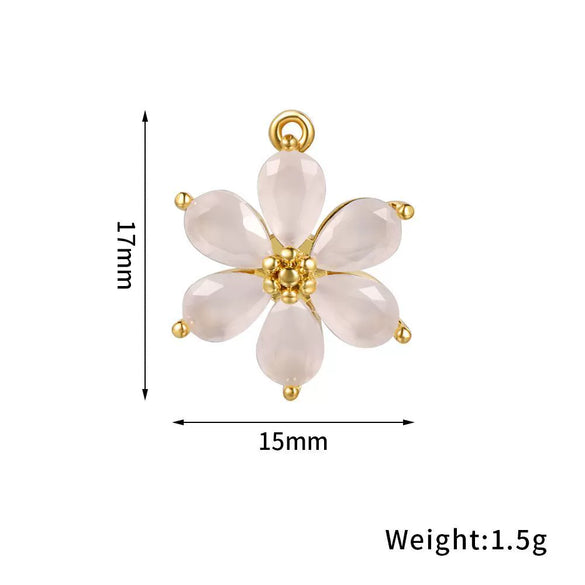 Handmade Copper Women's Flower Earrings With Real Gold Plating And Zirconium Accents