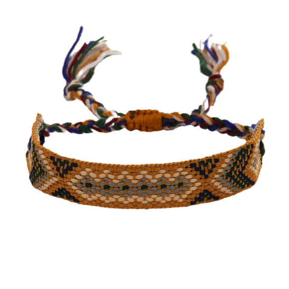Handmade Cord Bracelet With Rhombus Pattern Ethnic Retro Bohemian Style For Women
