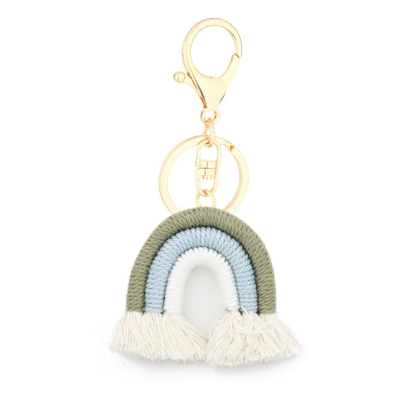 Handmade Cotton Woven Rainbow Keychain Car Hanging Pendant