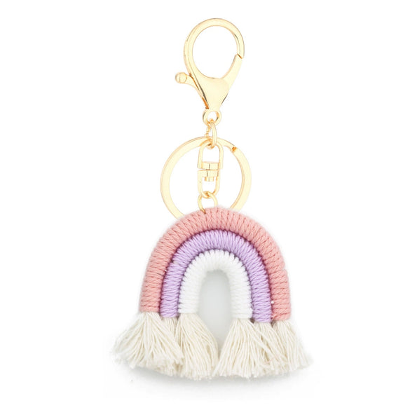 Handmade Cotton Woven Rainbow Keychain Car Hanging Pendant