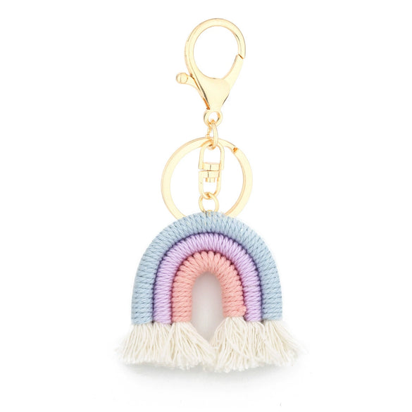 Handmade Cotton Woven Rainbow Keychain Car Hanging Pendant