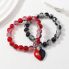 Handmade Couple Glass Bead Bracelet With Cortex Material And Heart Pattern