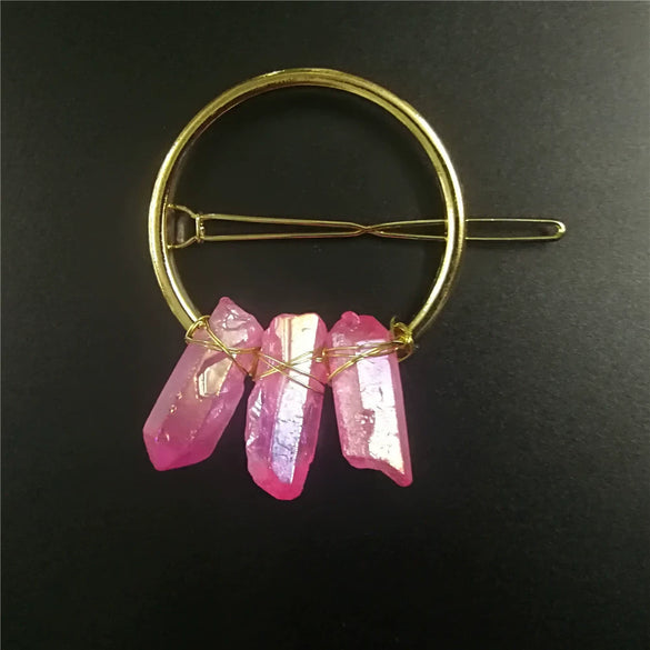 Handmade Crystal Hairpin For Women U Shaped Word Clip Hair Accessory With Triangle Circle Moon Design