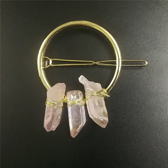 Handmade Crystal Hairpin For Women U Shaped Word Clip Hair Accessory With Triangle Circle Moon Design