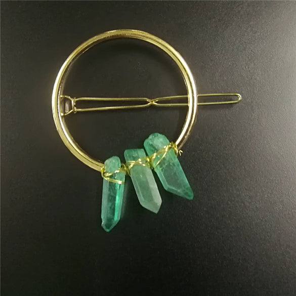 Handmade Crystal Hairpin For Women U Shaped Word Clip Hair Accessory With Triangle Circle Moon Design