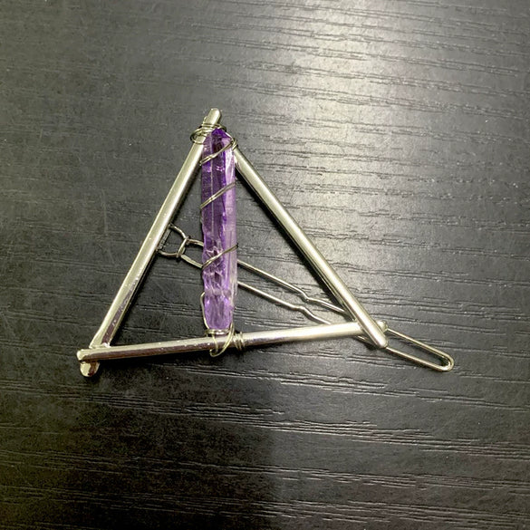 Handmade Crystal Hairpin For Women U Shaped Word Clip Hair Accessory With Triangle Circle Moon Design