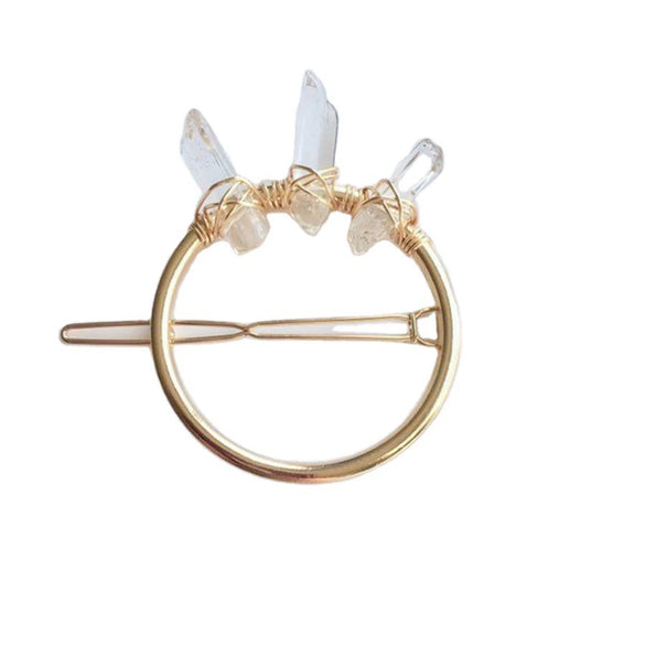 Handmade Crystal Hairpin For Women U Shaped Word Clip Hair Accessory With Triangle Circle Moon Design