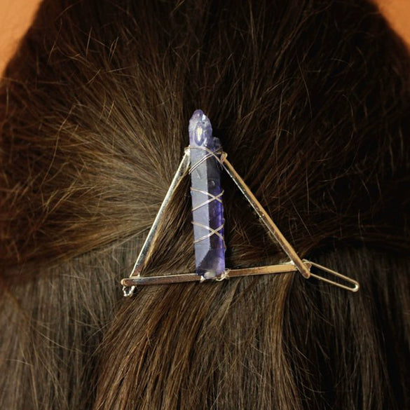 Handmade Crystal Hairpin For Women U Shaped Word Clip Hair Accessory With Triangle Circle Moon Design