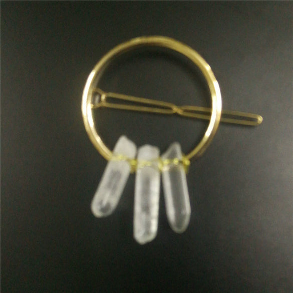 Handmade Crystal Hairpin For Women U Shaped Word Clip Hair Accessory With Triangle Circle Moon Design
