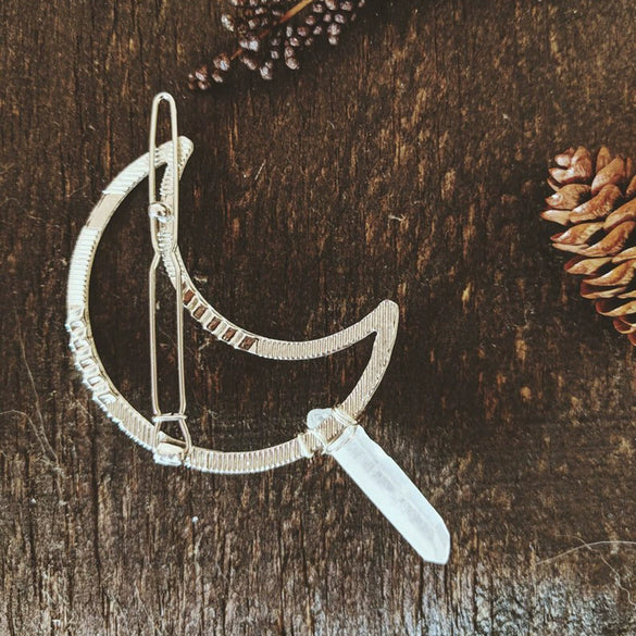 Handmade Crystal Hairpin For Women U Shaped Word Clip Hair Accessory With Triangle Circle Moon Design