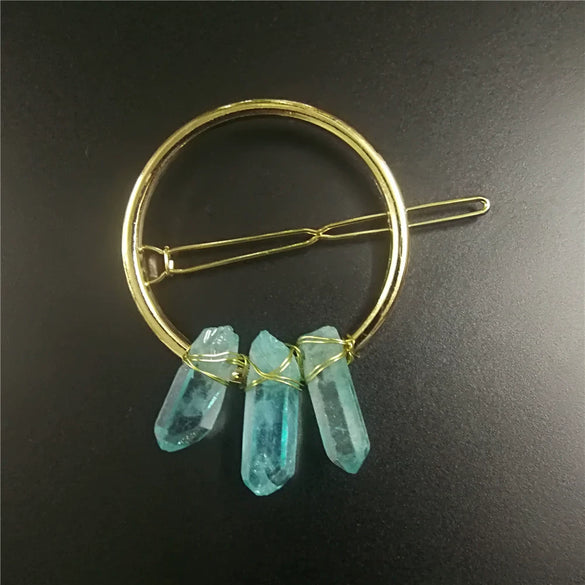 Handmade Crystal Hairpin For Women U Shaped Word Clip Hair Accessory With Triangle Circle Moon Design