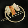 Handmade Crystal Hairpin For Women U Shaped Word Clip Hair Accessory With Triangle Circle Moon Design