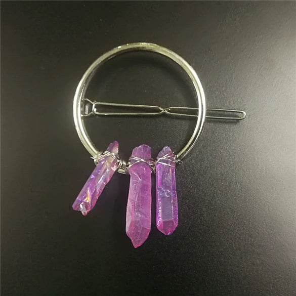 Handmade Crystal Hairpin For Women U Shaped Word Clip Hair Accessory With Triangle Circle Moon Design