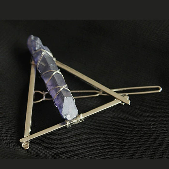 Handmade Crystal Hairpin For Women U Shaped Word Clip Hair Accessory With Triangle Circle Moon Design