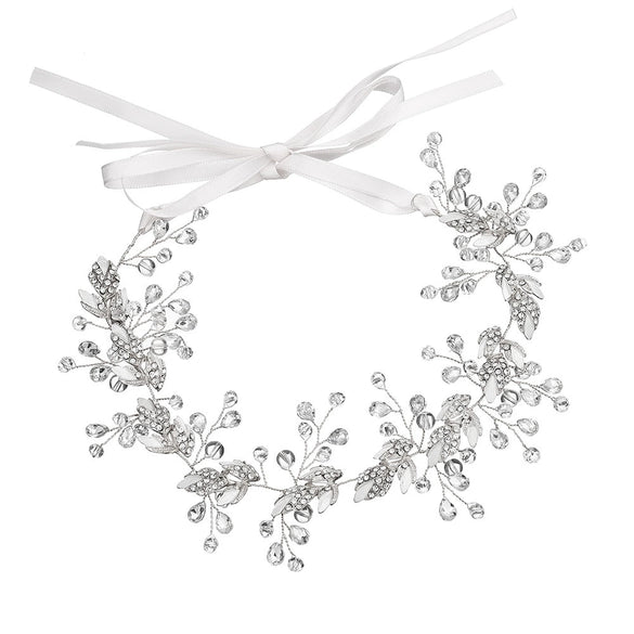 Handmade Crystal Leaf Headband For Women Wedding Hair Accessories Bridal Jewelry