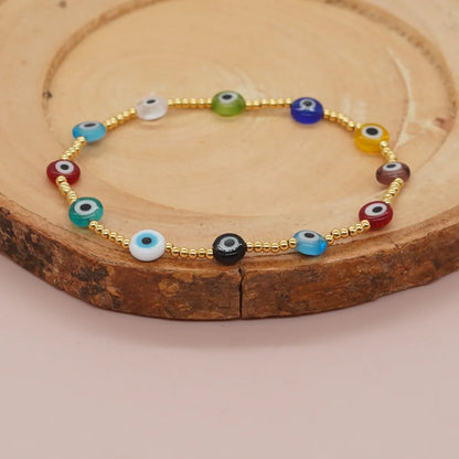 Handmade Devil'S Eye Alloy Glass Beaded Unisex Bracelets