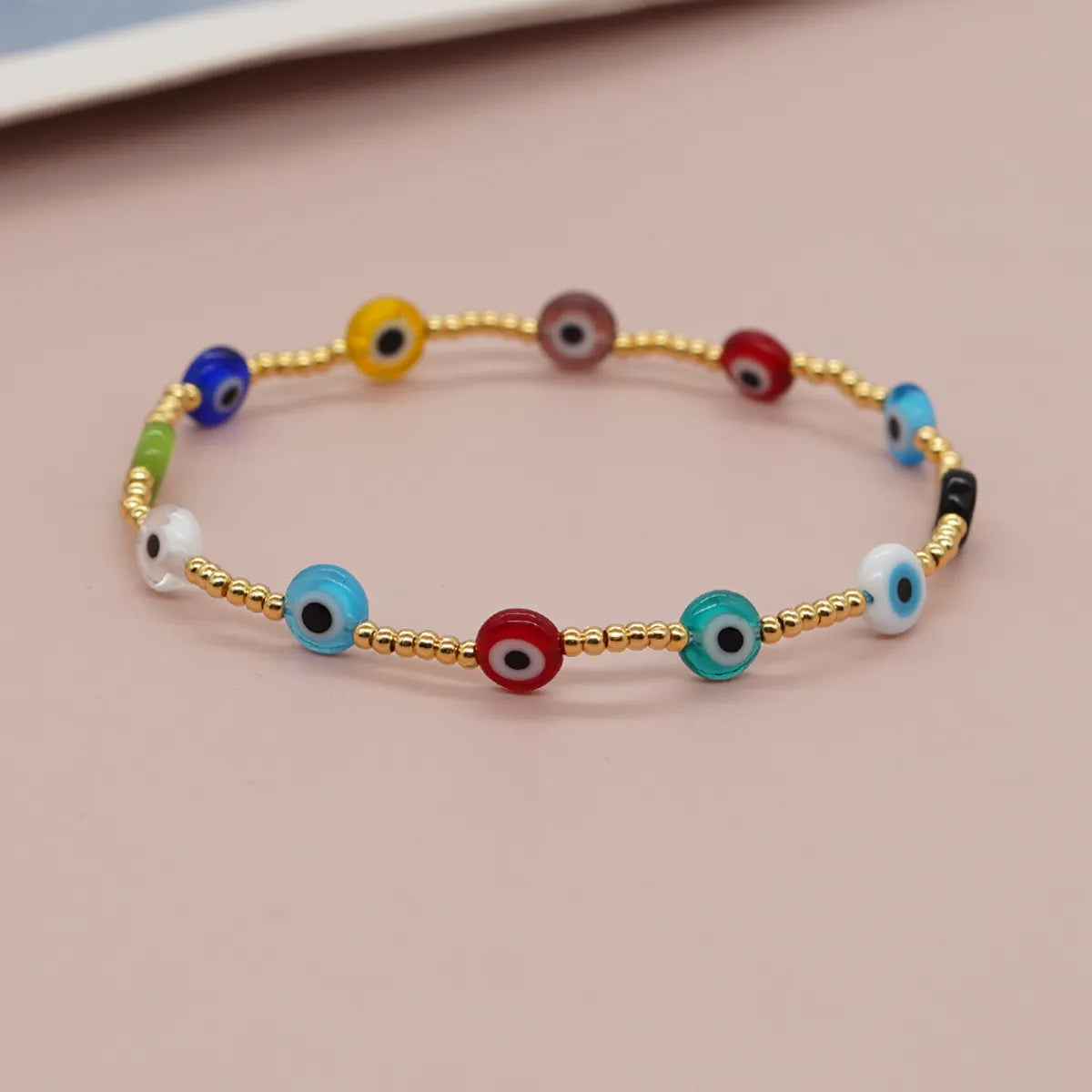 Handmade Devil'S Eye Alloy Glass Beaded Unisex Bracelets