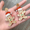 Handmade Diy Christmas Earrings With Acrylic Christmas Tree And Gingerbread Man Pendant