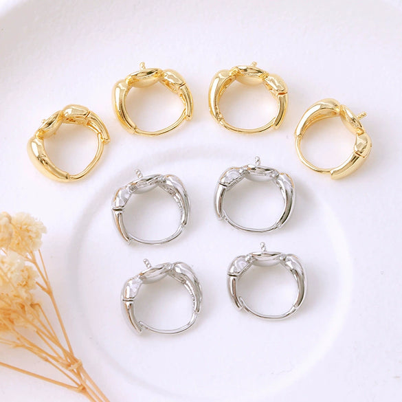 Handmade Diy Earrings Copper 14K Goldplated Inlaid Pearl Zircon Ear Buckle Ear Hook
