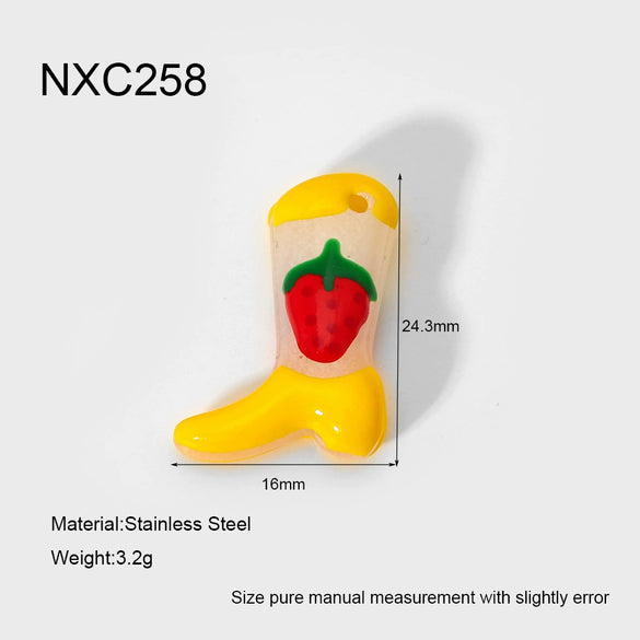 Handmade Diy Jewelry Accessories Heartshaped Love Boots Charms With Dripping Oil Glass Beads