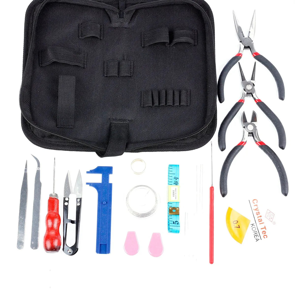 Handmade DIY Tool Multi-Function Pointed Nose Diagonal Pliers Multi-Pliers Bag Measuring Plate Tool Set