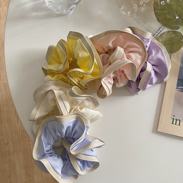 Handmade Double Layer Cloud Scrunchie Cloth Hair Tie Lovely Sweet Hair Band For Girls