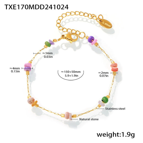 Handmade Double Layered Light Luxury Necklace With Natural Stone And Stainless Steel Chain Electroplated