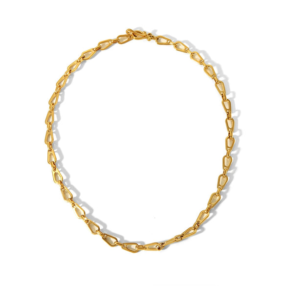Handmade Doublelayer Stacked Drop Unisex Stainless Steel Handcuff Bracelet And Necklace Set With Pvd Furnace Real Gold Electroplating Light Luxury Style