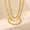 Handmade Doublelayer Stacked Drop Unisex Stainless Steel Handcuff Bracelet And Necklace Set With Pvd Furnace Real Gold Electroplating Light Luxury Style