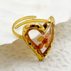 Handmade Dried Flower Epoxy Resin Printing Open Ring Stainless Steel Electroplated