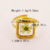 Handmade Dried Flower Epoxy Resin Printing Open Ring Stainless Steel Electroplated