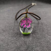 Handmade Dried Flower Necklace With Crystal Real Flower Pattern Organic Glass Pendant And Rope Chain Natural Style